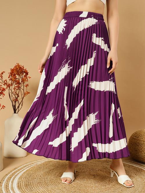women printed high rise a-line skirt - 21347794 -  Standard Image - 0