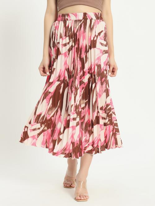 women printed high rise a-line skirt - 21347805 - Standard Image - 0