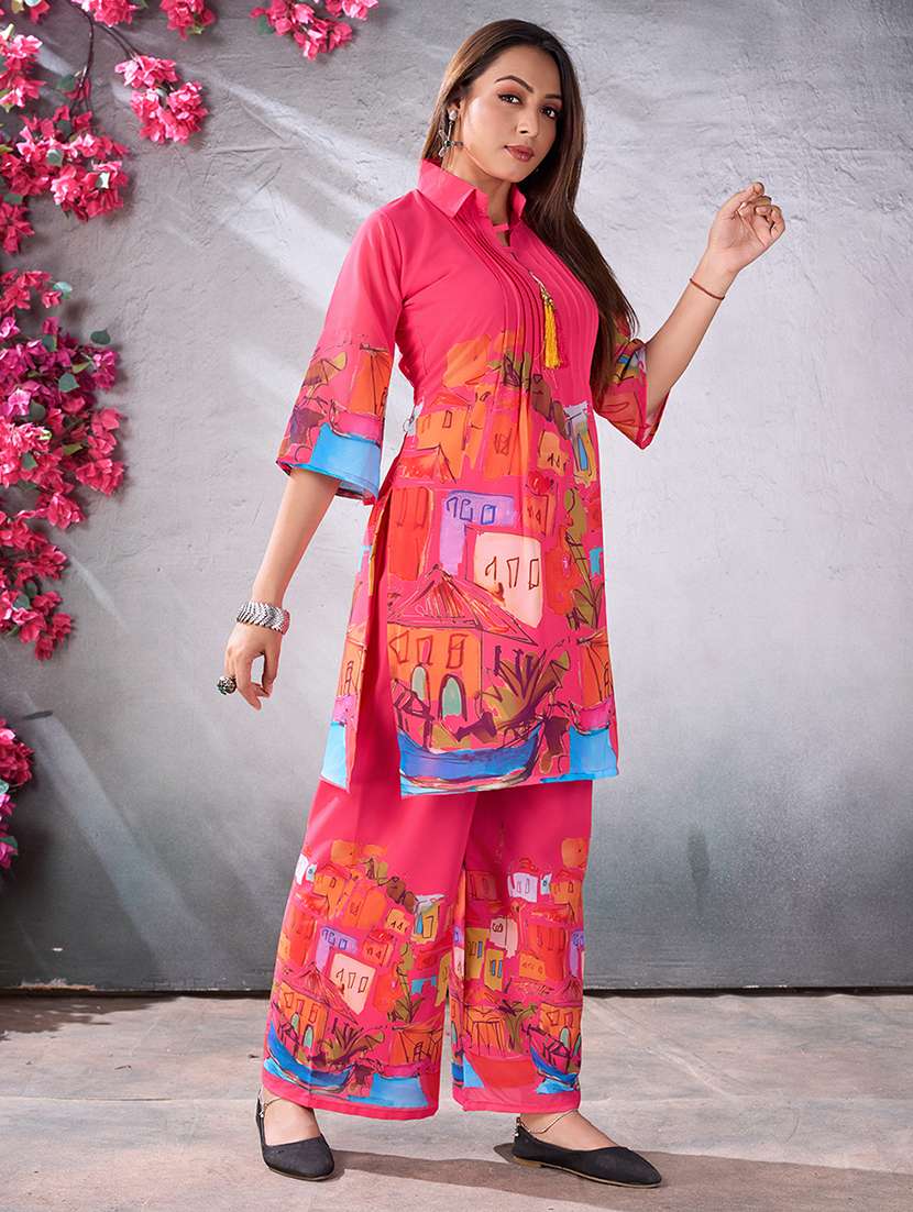 women pink printed co-ord set - 21348323 - Standard Image - 2
