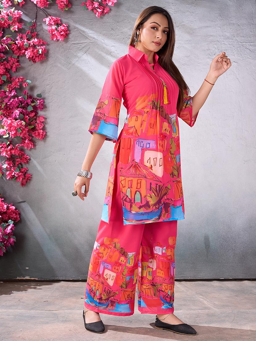 pink georgette coord set - 21348593 - Standard Image - 2