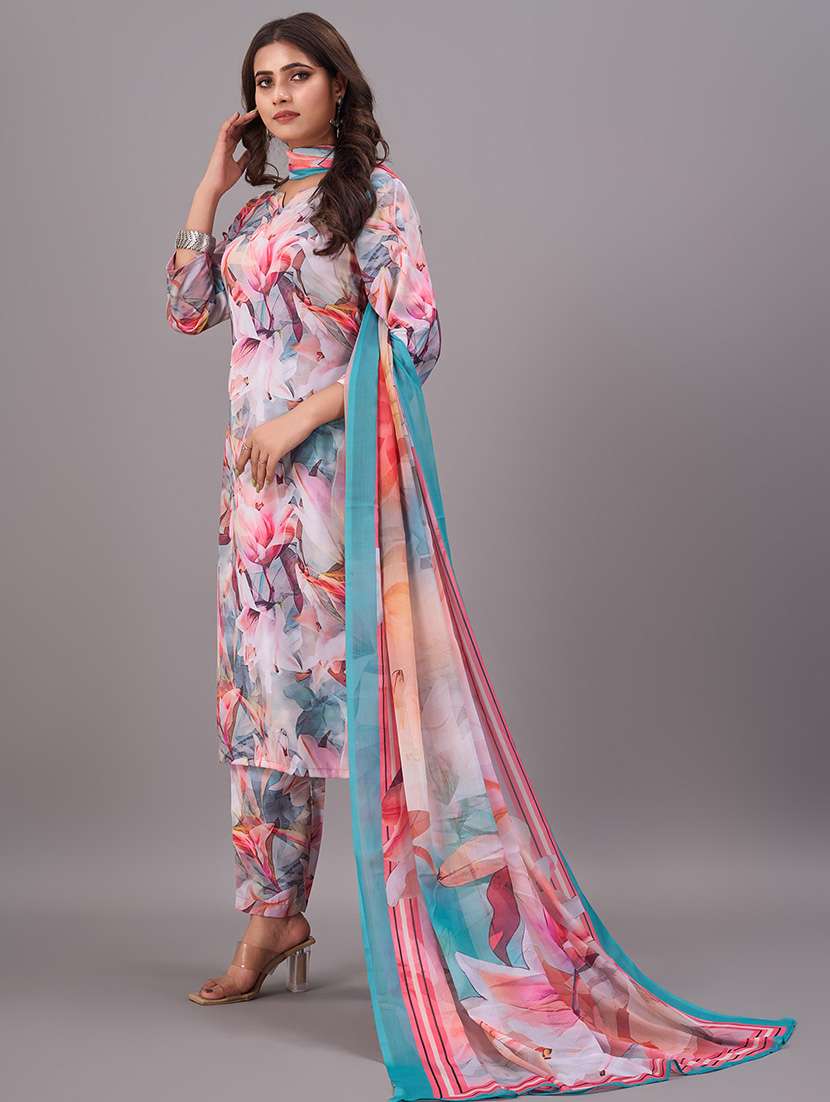 women three quarter sleeve kurta pant with dupatta set - 21348701 -  Standard Image - 2