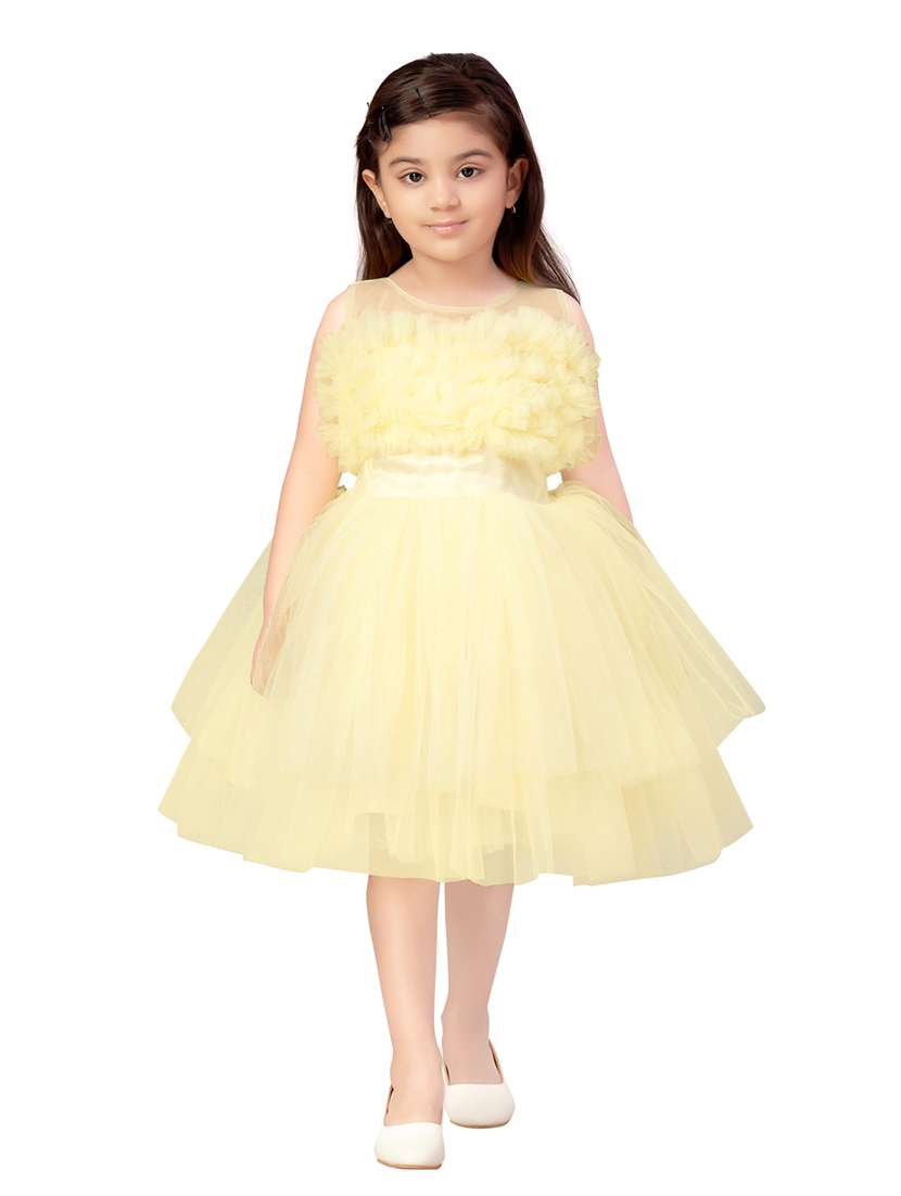 girls net fit and flare frock