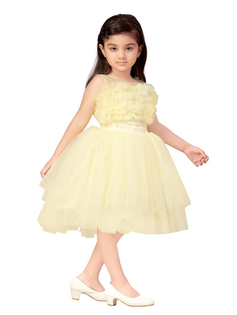 girls net fit and flare frock - 21348794 - Standard Image - 2
