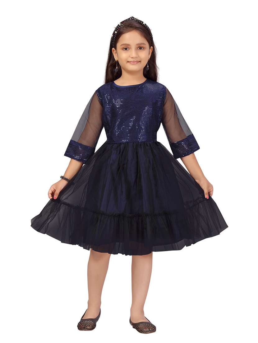 girls sequined fit and flare frock