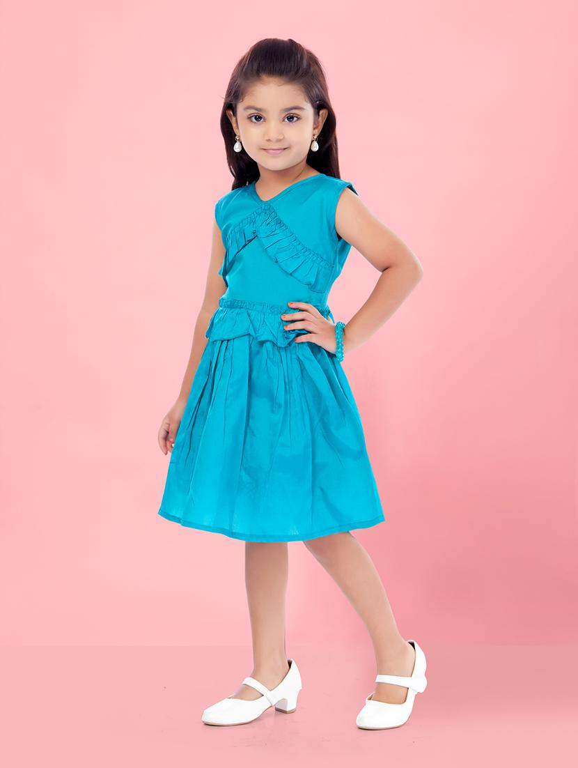 turquoise solid a-line frock - 21348807 - Standard Image - 2