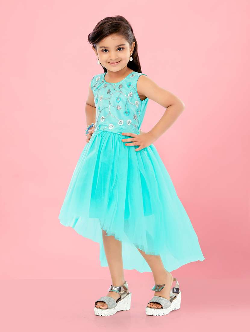 girls embroidered high low frock - 21348810 -  Standard Image - 2