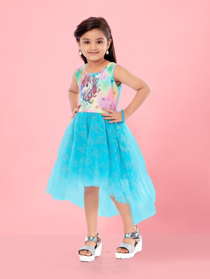 girls printed high low frock - 21348811 - Standard Image - 2