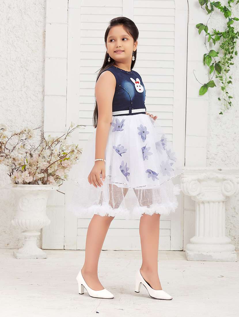 girls floral fit and flare frock - 21348817 - Standard Image - 2