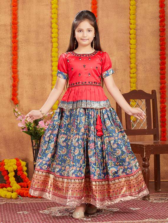 girls embroidered lehenga set - 21348877 - Zoom Image - 0
