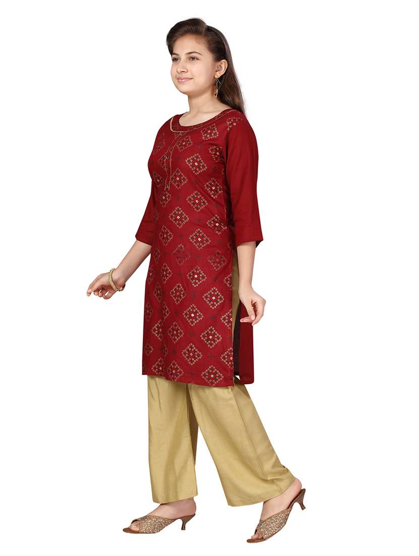 girls printed kurta palazzo suit set - 21348935 -  Standard Image - 2