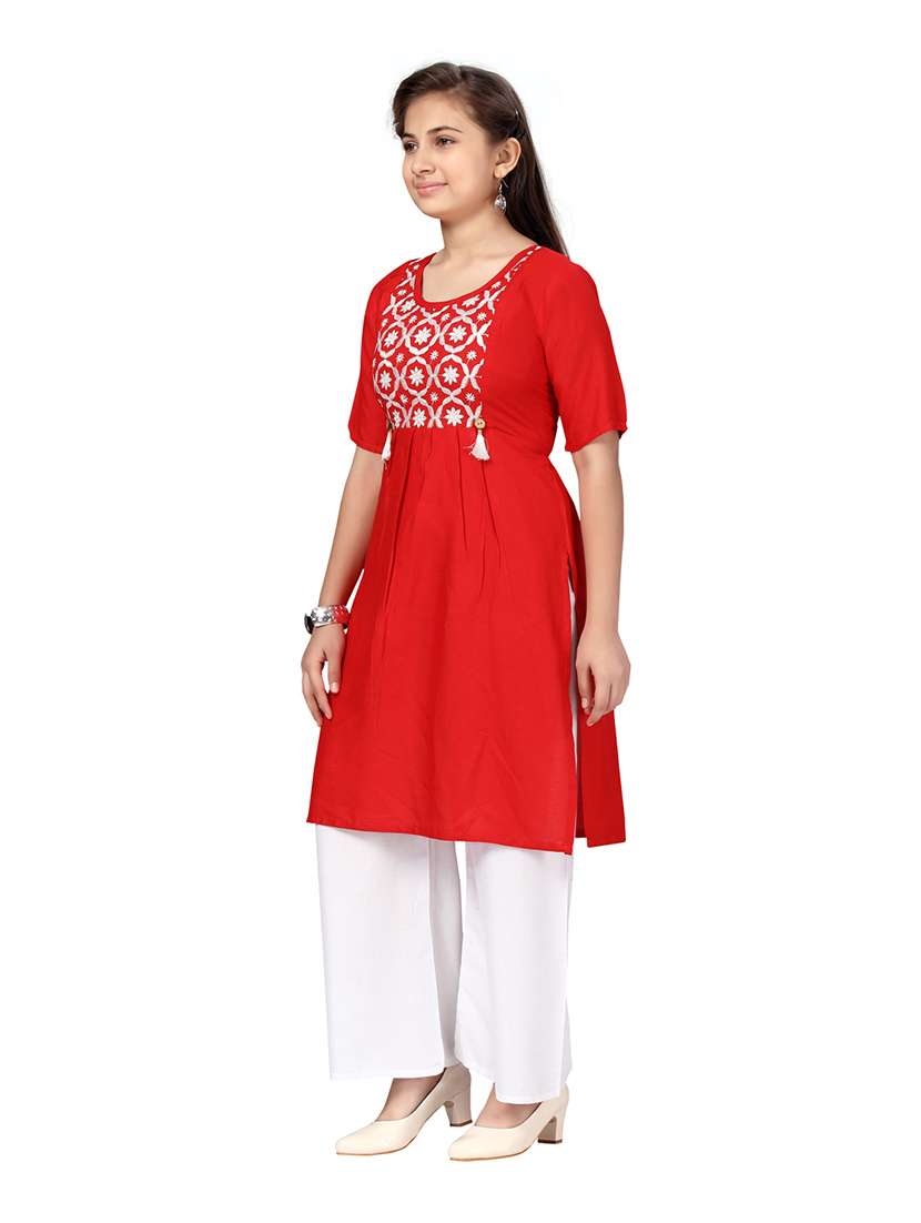 girls self-designed kurta palazzo suit set - 21348937 -  Standard Image - 2