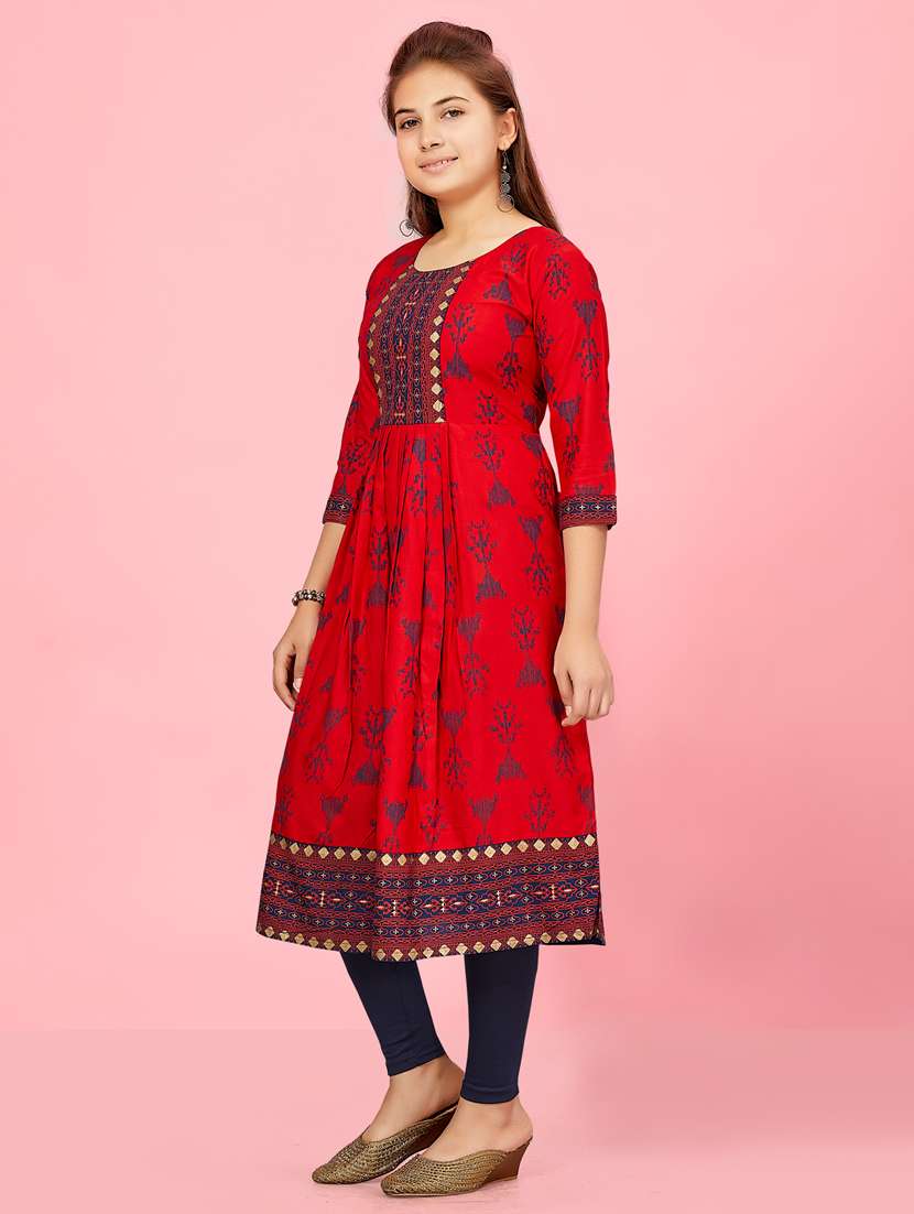 girls printed kurta legging set - 21349069 - Standard Image - 2