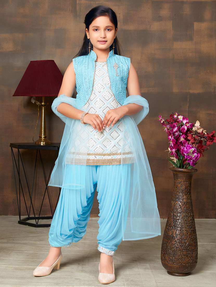 girls embellished kurta salwar set