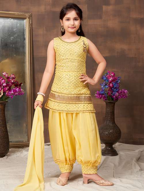 girls embellished kurta salwar set - 21349116 - Standard Image - 0