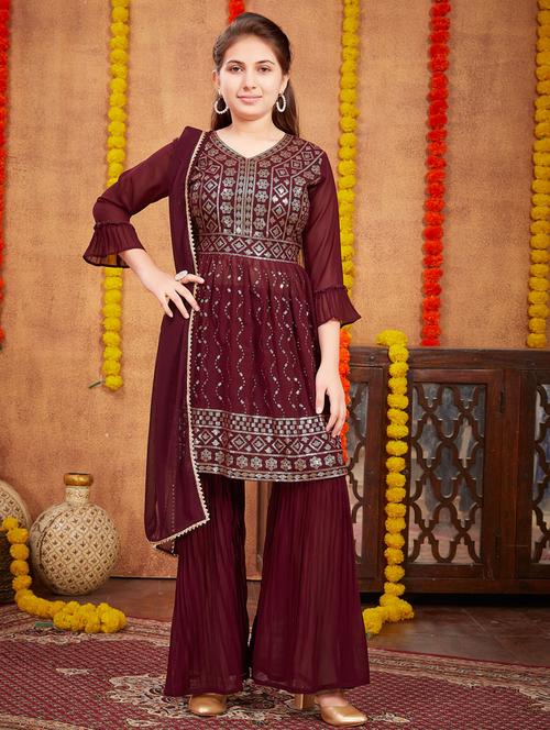 girls top and bottom ethnic wear sets - 21349152 - Standard Image - 0