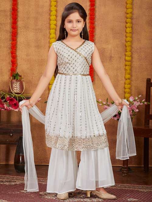 girls embellished kurta sharara set - 21349183 - Standard Image - 0