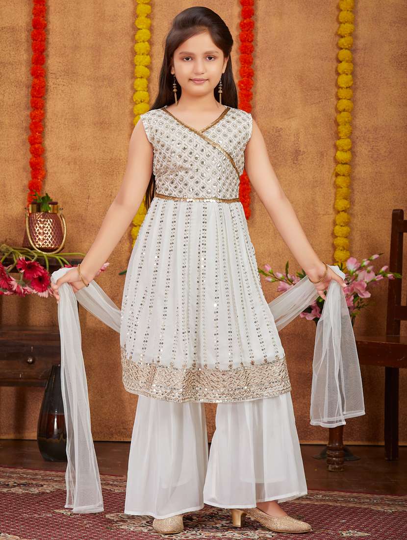 girls embellished kurta sharara set - 21349183 - Zoom Image - 0