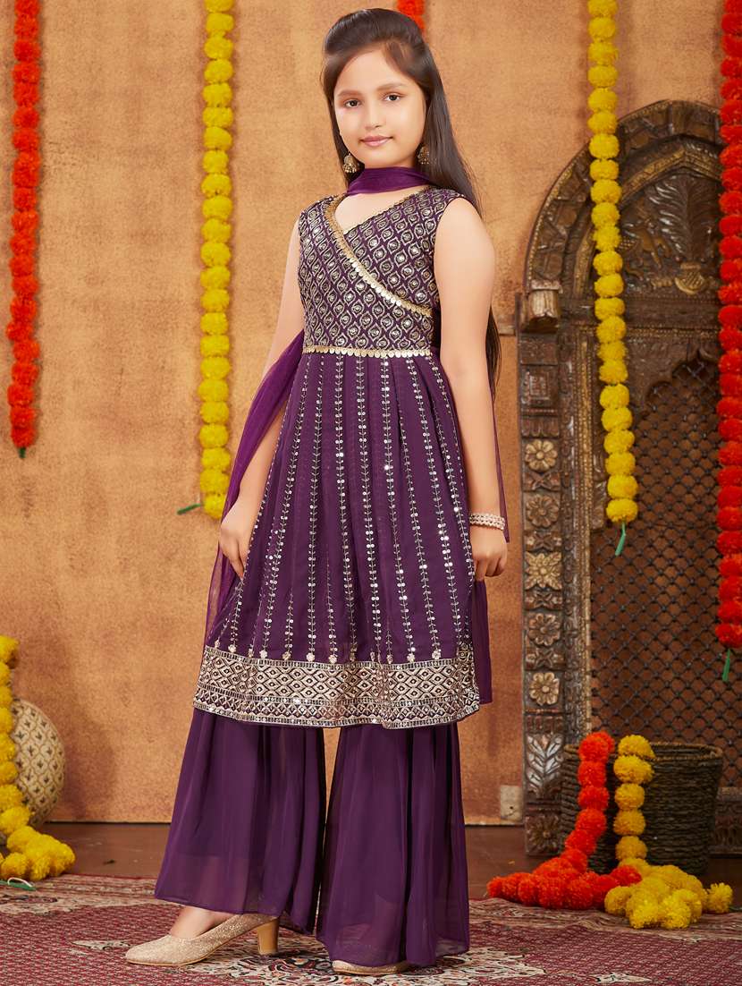 girls top and bottom ethnic wear sets - 21349184 - Standard Image - 2