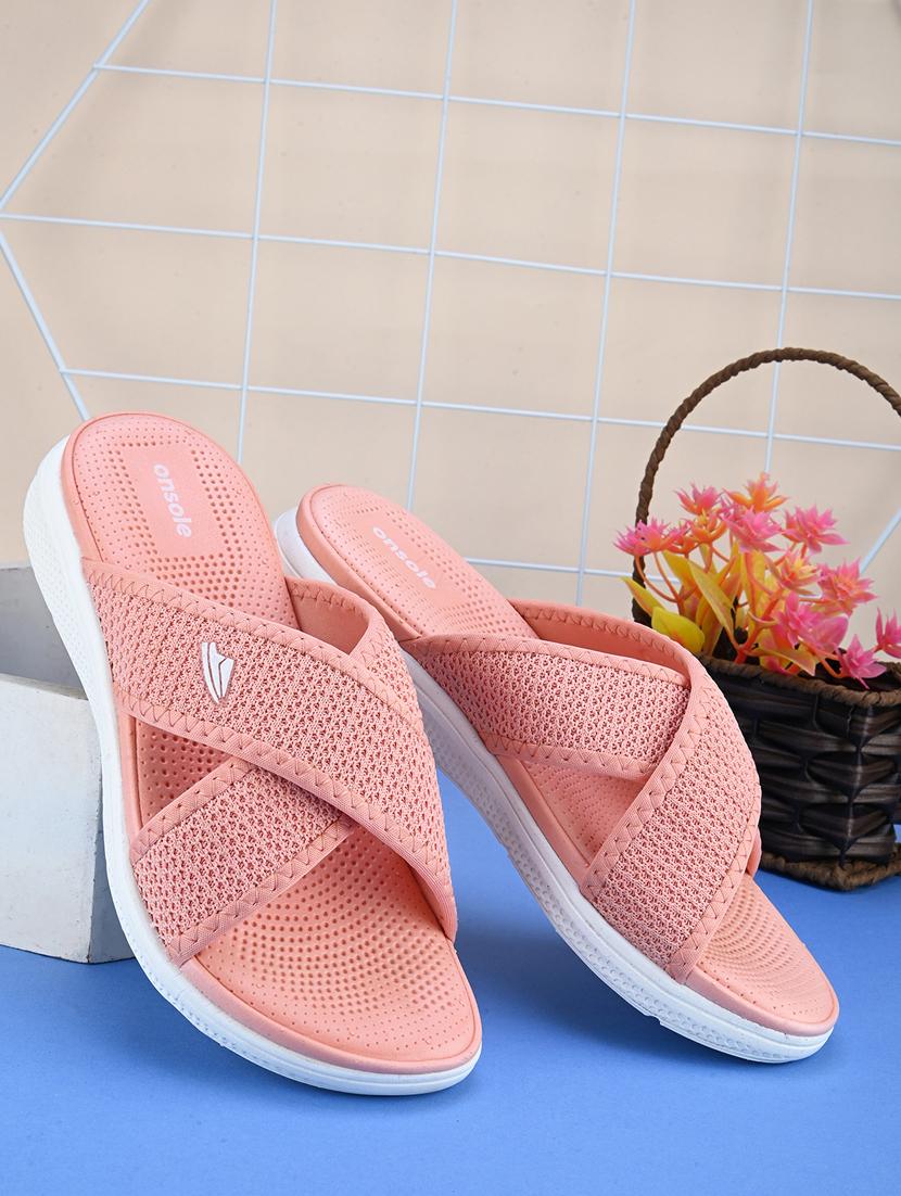 women peach slip on sandal - 21349419 - Zoom Image - 0