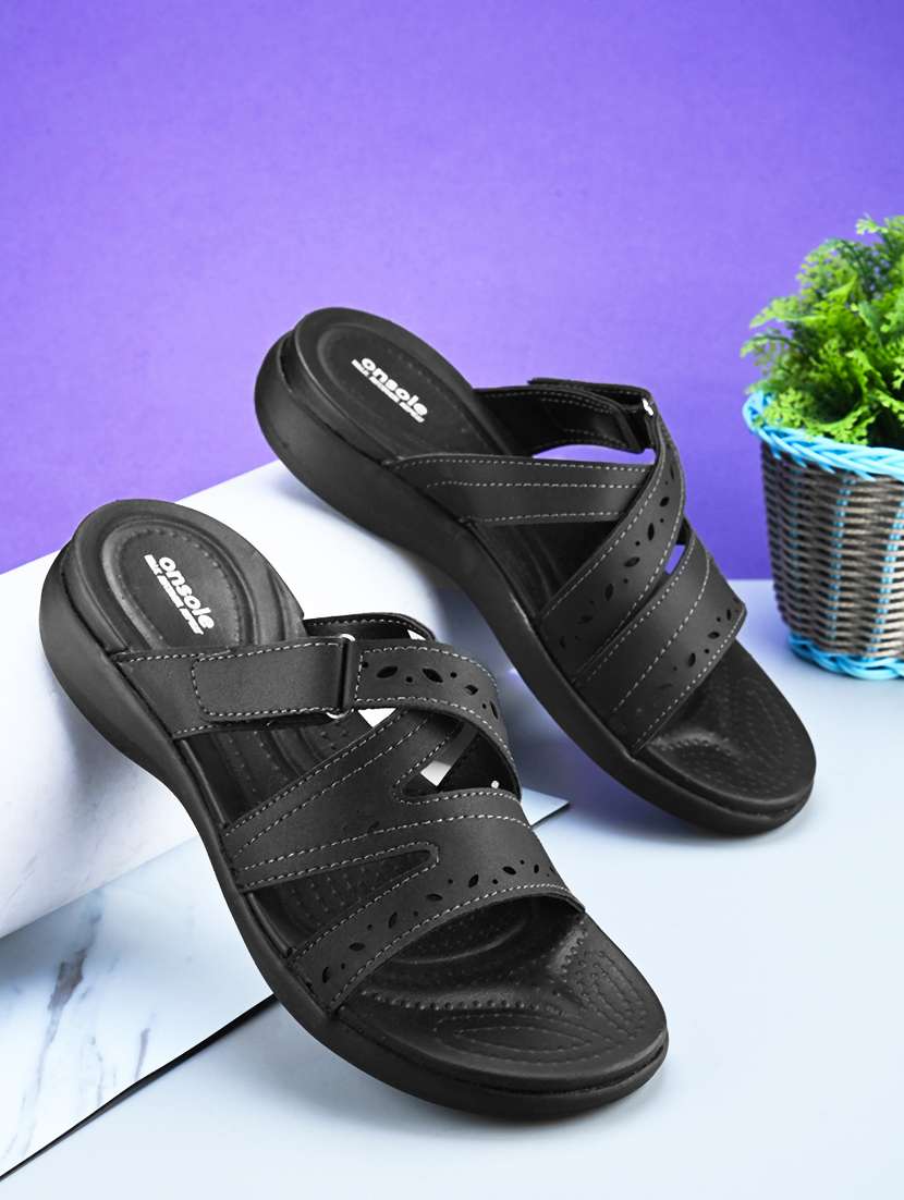 women black slip on sandal