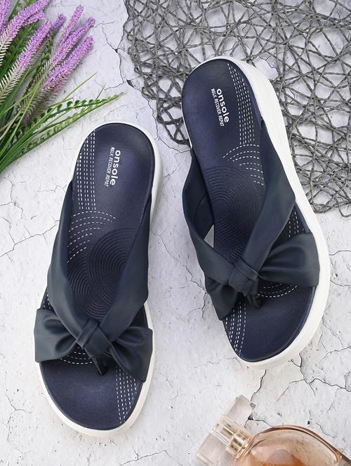 women navy blue slip on sandal - 21349428 -  Standard Image - 0