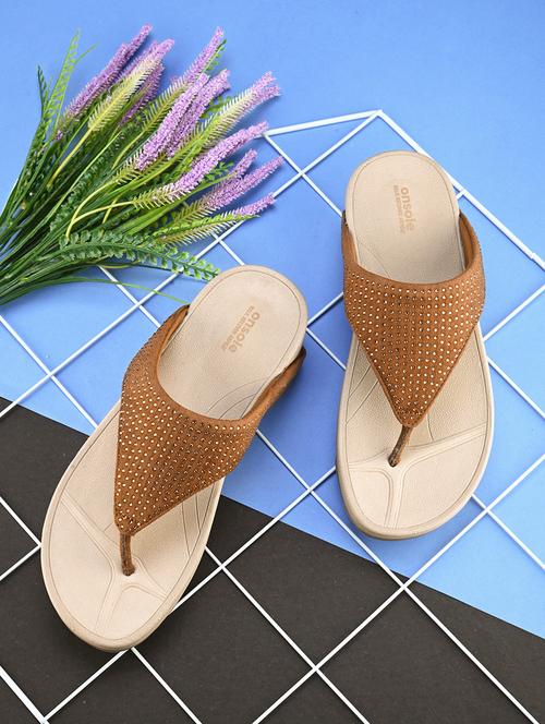 women brown slip on sandal - 21349431 -  Standard Image - 0