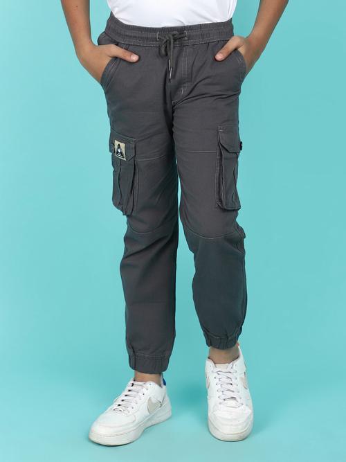 grey cotton solid cargo pants - 21349445 -  Standard Image - 0