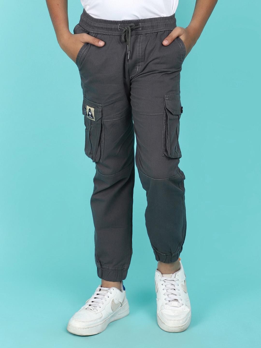 grey cotton solid cargo pants - 21349445 -  Zoom Image - 0