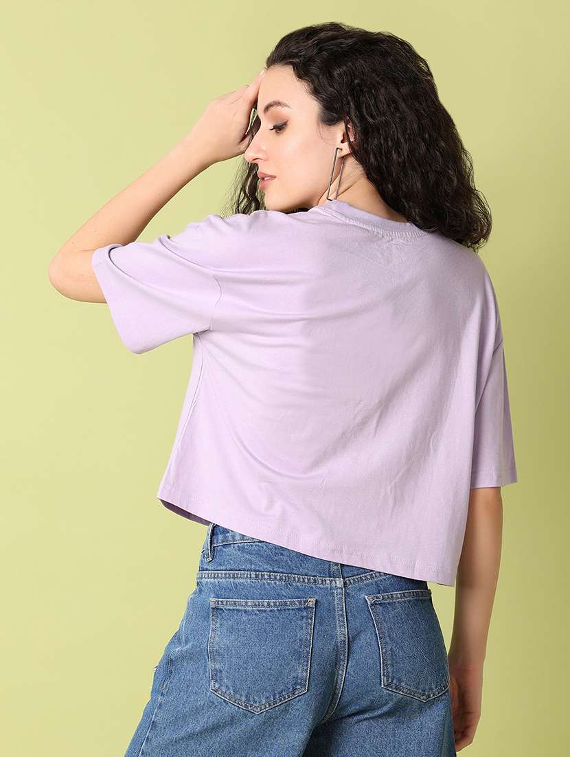 women lavender printed crop t-shirt - 21349615 -  Standard Image - 2