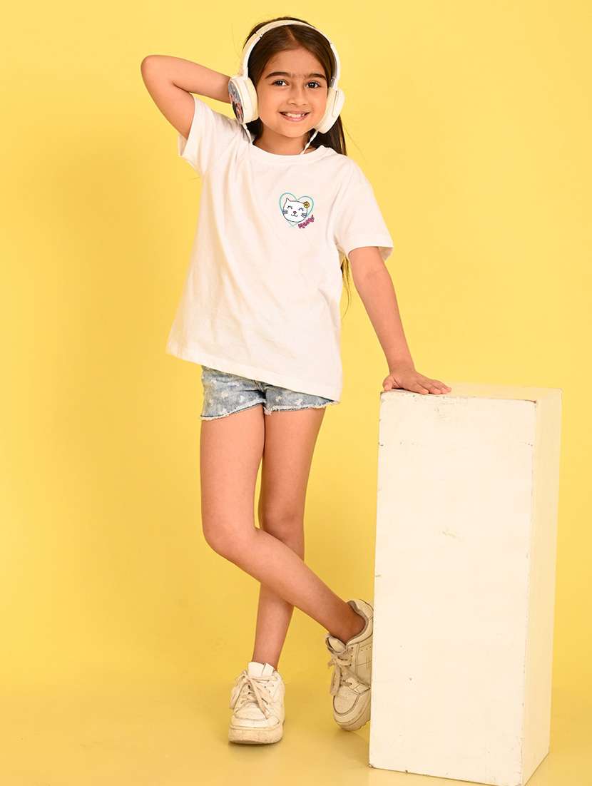 girls round neck printed tee - 21349894 - Standard Image - 2