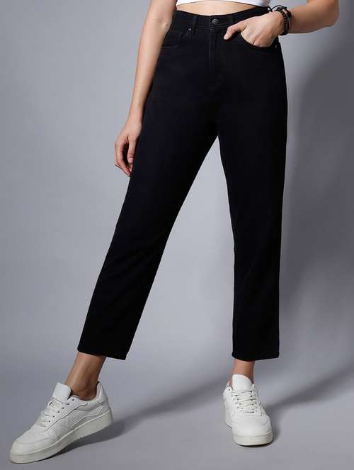 black solid high rise denim jean - 21350192 -  Standard Image - 0