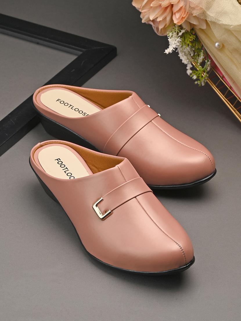 women solid slip on mule