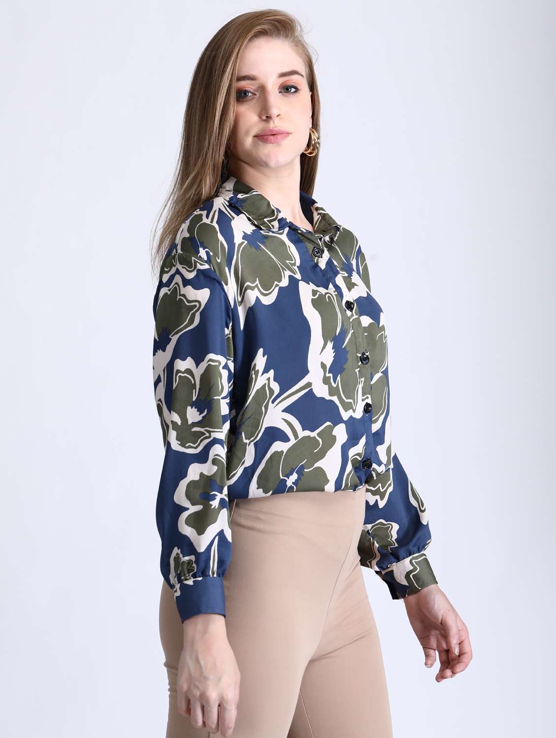navy blue floral printed regular shirt - 21350220 - Standard Image - 2