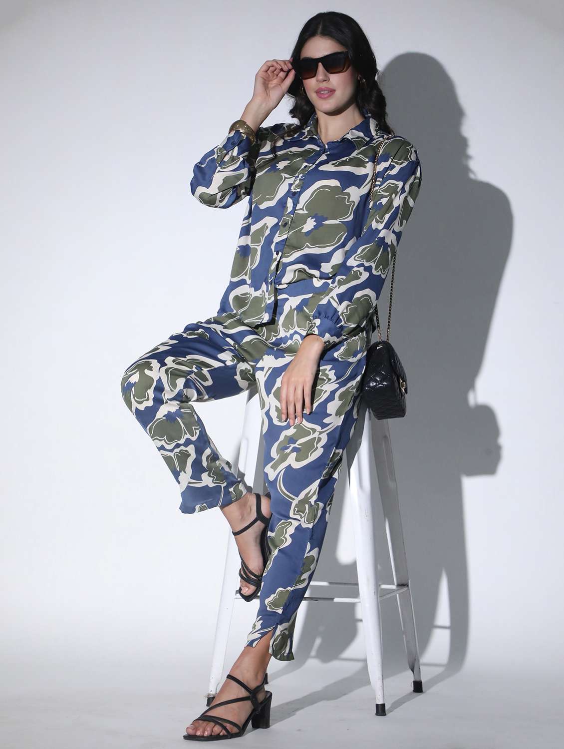 women florals printed shirt & trouser co-ords set - 21350222 - Standard Image - 2