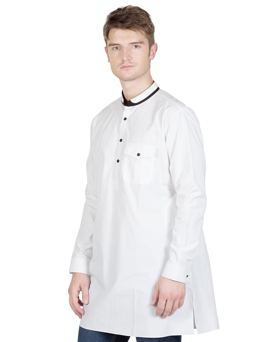 men mandarin neck solid short kurta