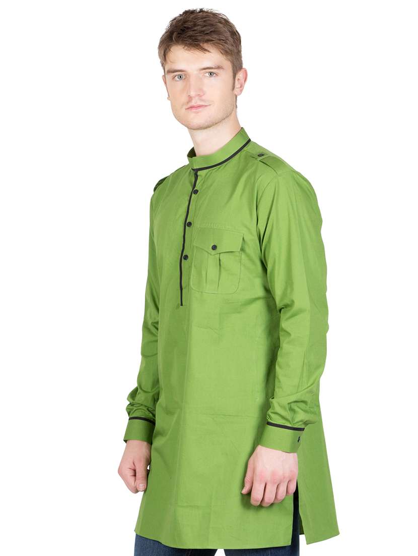 men mandarin neck solid short kurta