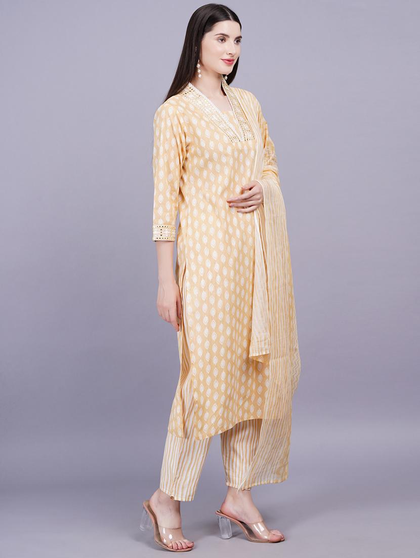 women three quarter sleeve kurta pant with dupatta set - 21350566 - Standard Image - 2