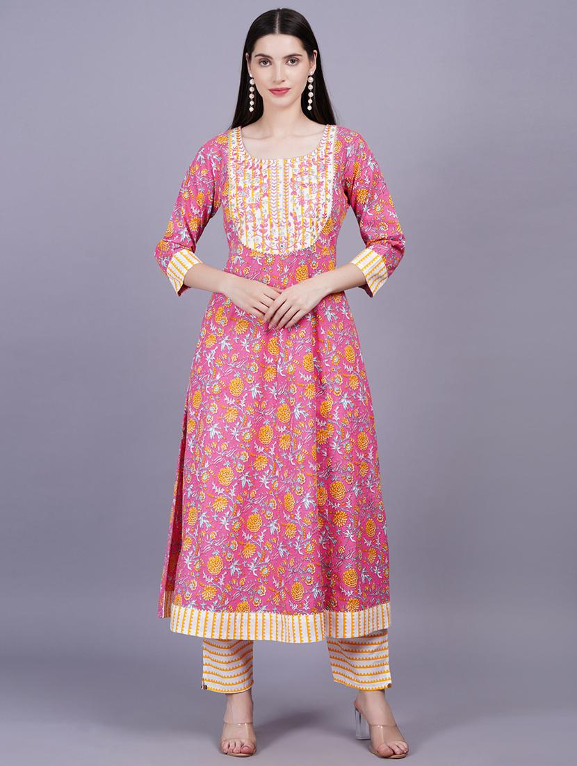 women three quarter sleeve kurta pant with dupatta set - 21350570 - Standard Image - 2