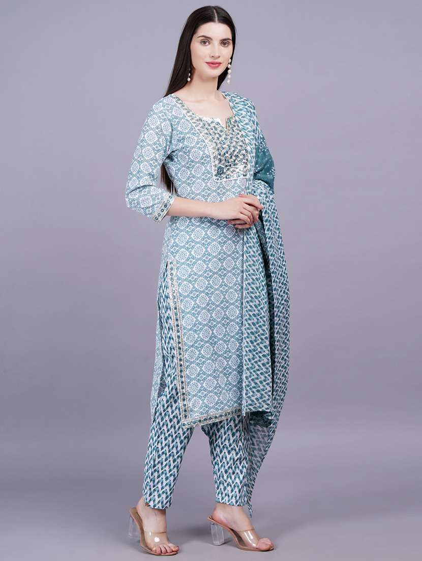 women printed kurta pant with dupatta set - 21350573 -  Standard Image - 2