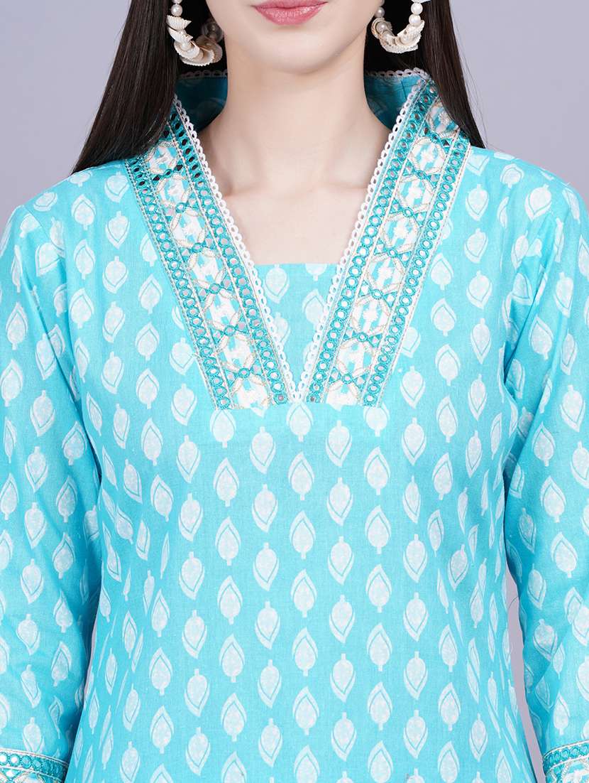 women three quarter sleeve kurta pant with dupatta set - 21350604 - Standard Image - 7