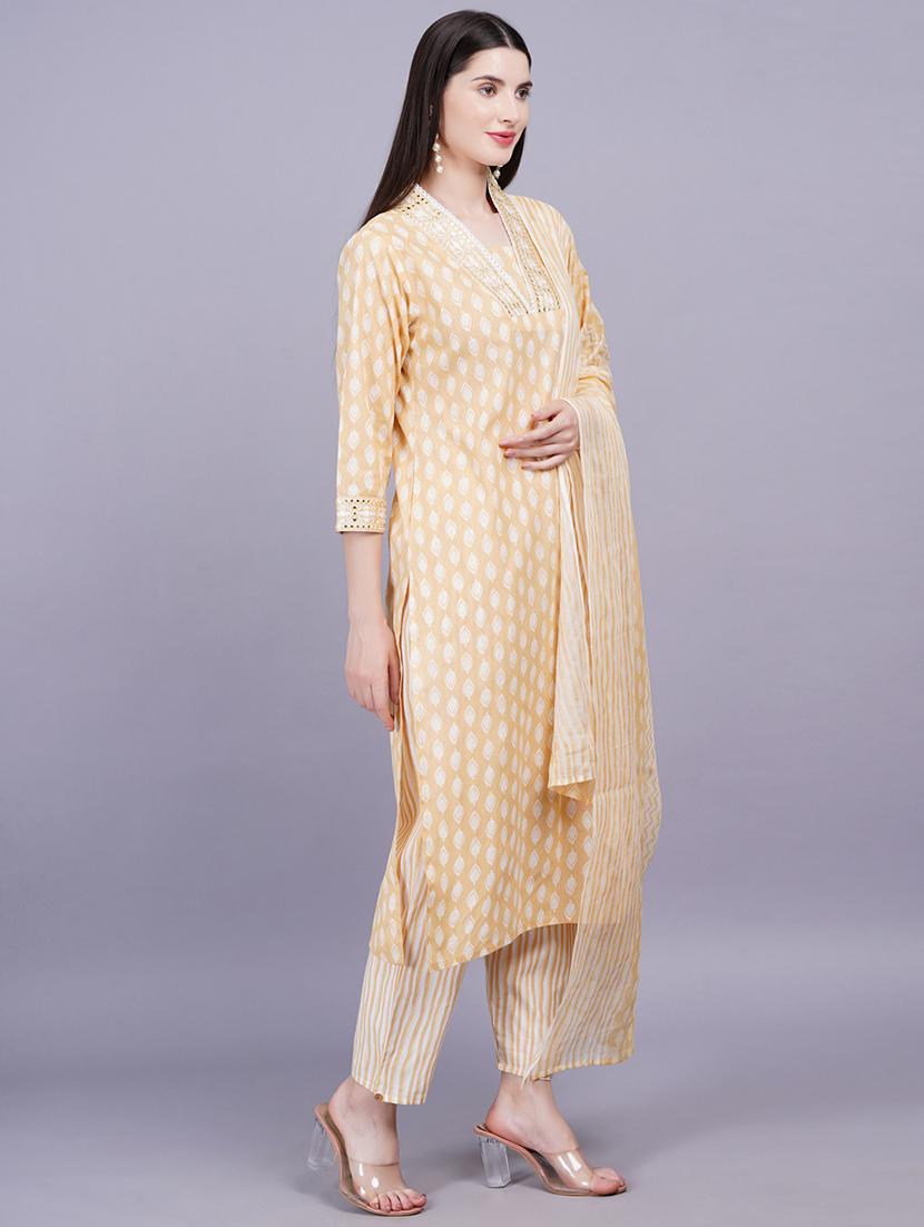 women three quarter sleeve kurta pant with dupatta set - 21350605 - Standard Image - 2