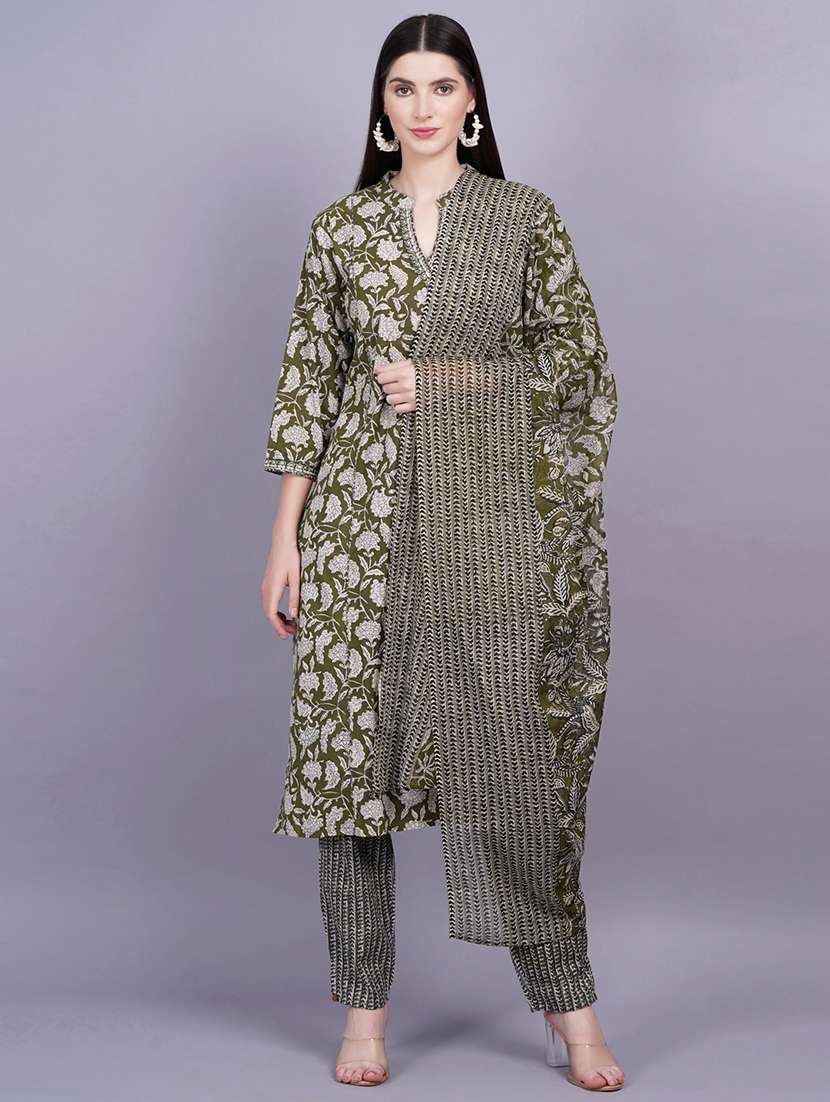 women printed kurta pant with dupatta set