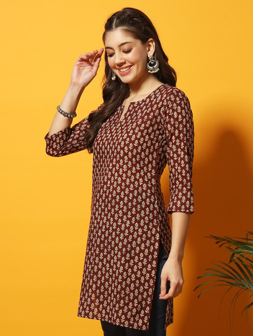 women printed notch neck short kurti - 21351149 -  Zoom Image - 0