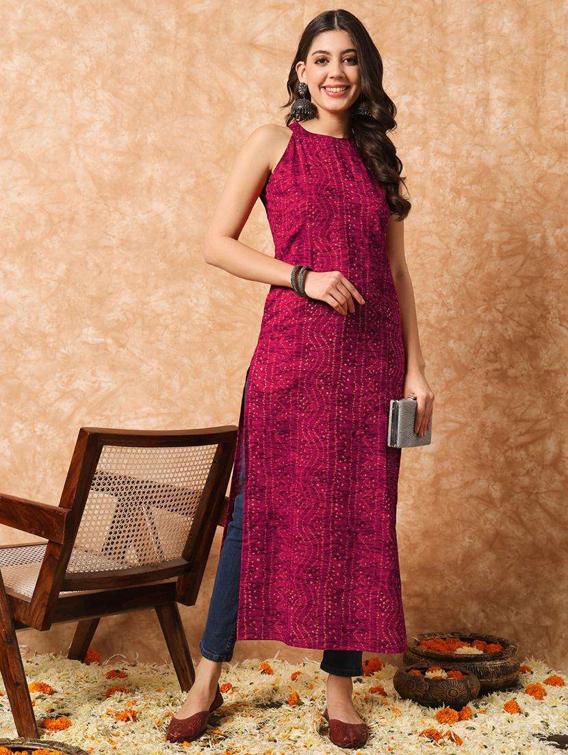 women printed straight kurta