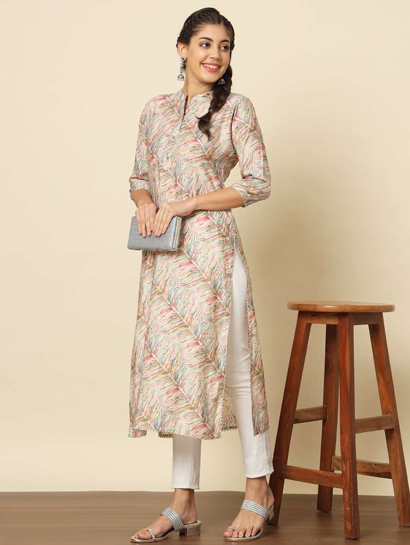 women three quarter sleeve straight kurta