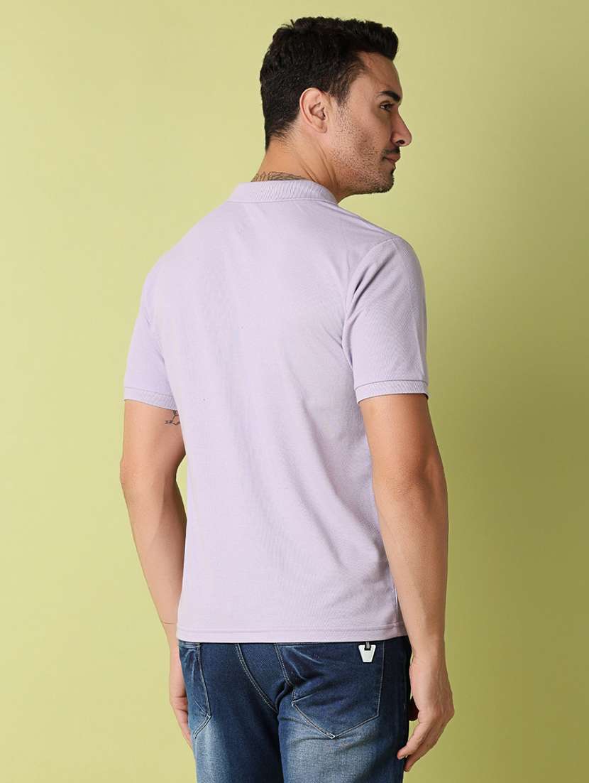 men polo neck solid short sleeve t-shirt - 21351780 -  Standard Image - 2