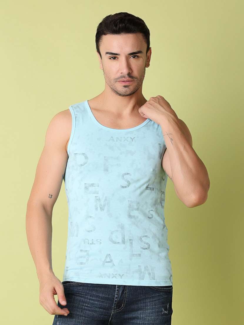 men front print sleevless t-shirt