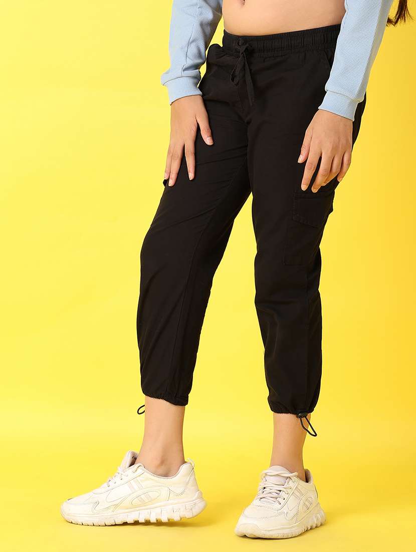 girls black plain joggers - 21351862 -  Standard Image - 2