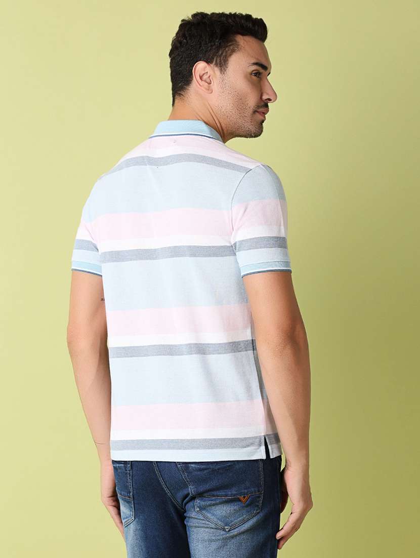 men polo neck stripes short sleeve t-shirt - 21351883 -  Standard Image - 2