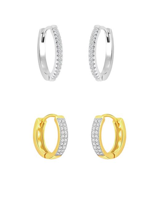 white & gold hoop earrings set - 21351918 - Standard Image - 0